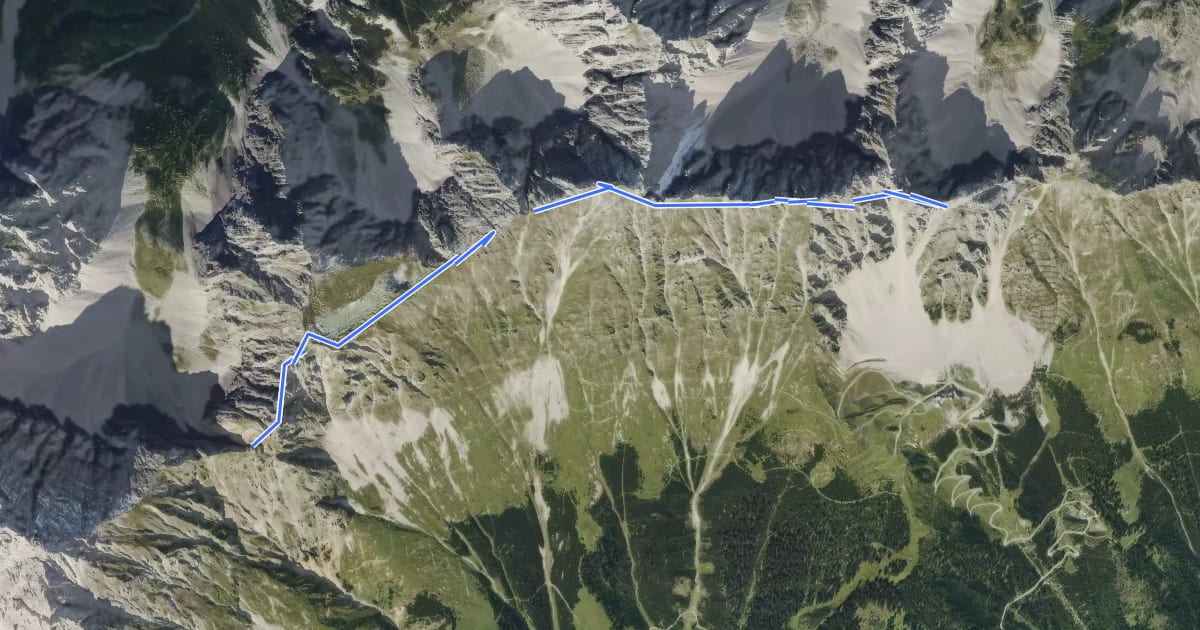 Маршрут Innsbrucker Klettersteig на спутниковом снимке