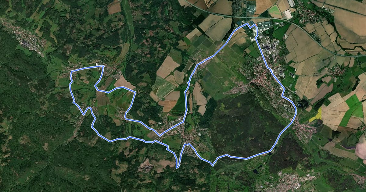 Маршрут Inselsberg-Region на спутниковом снимке