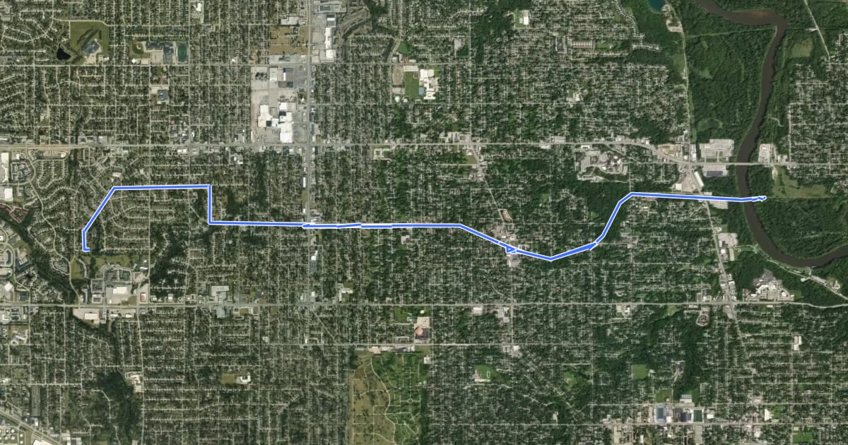 Маршрут Inter-Urban Trail на спутниковом снимке