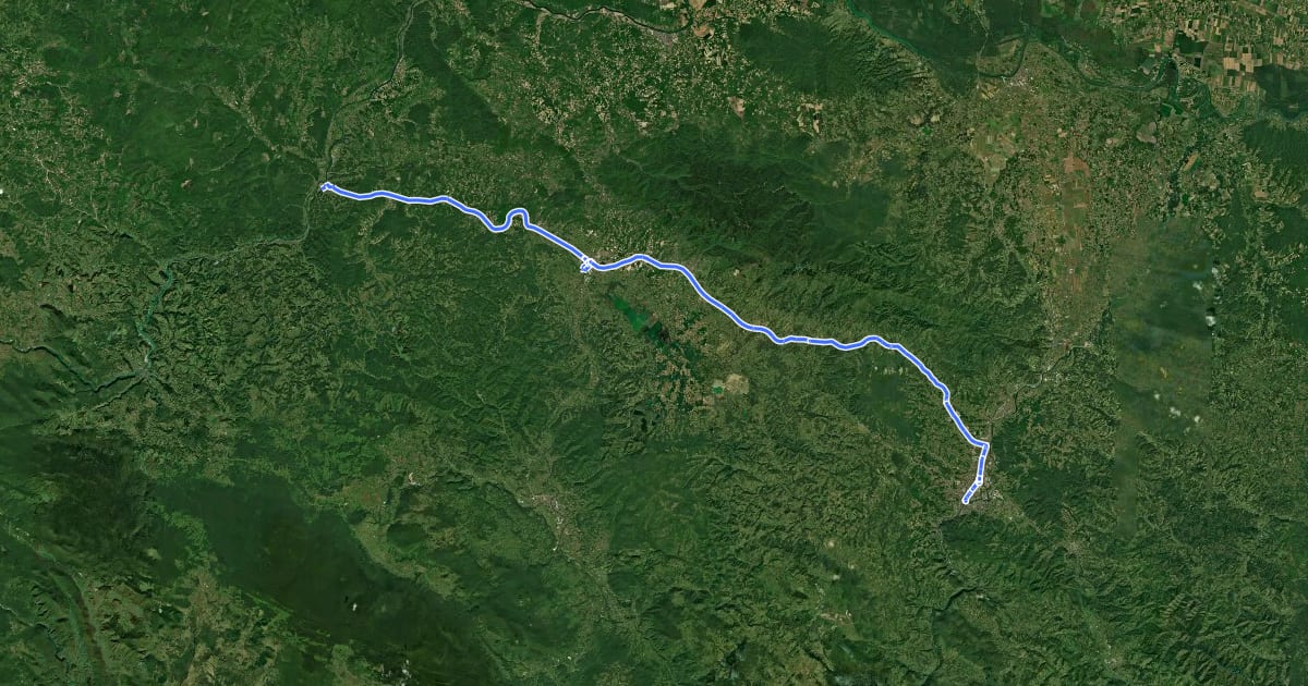 Маршрут Intercity Biking Routes - Prijedor - Novi Grad на спутниковом снимке