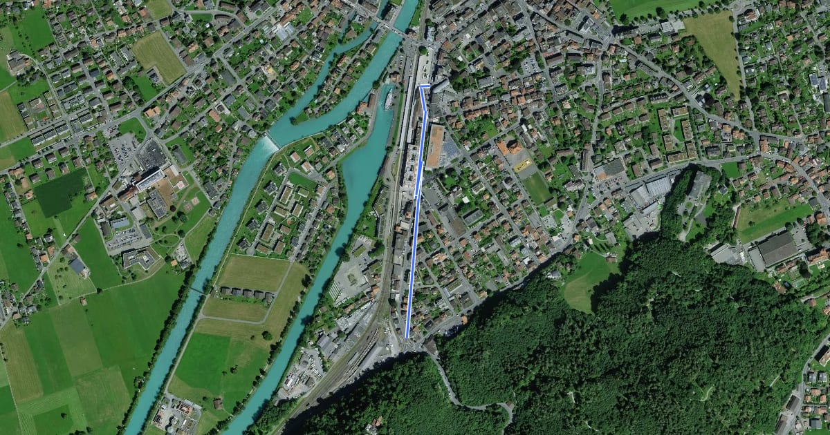 Маршрут Interlaken West - Interlaken на спутниковом снимке