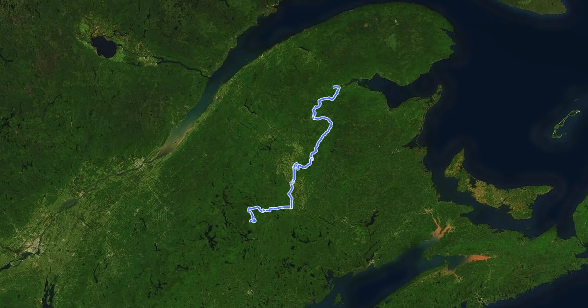 Маршрут International Appalachian Trail New-Brunswick на спутниковом снимке