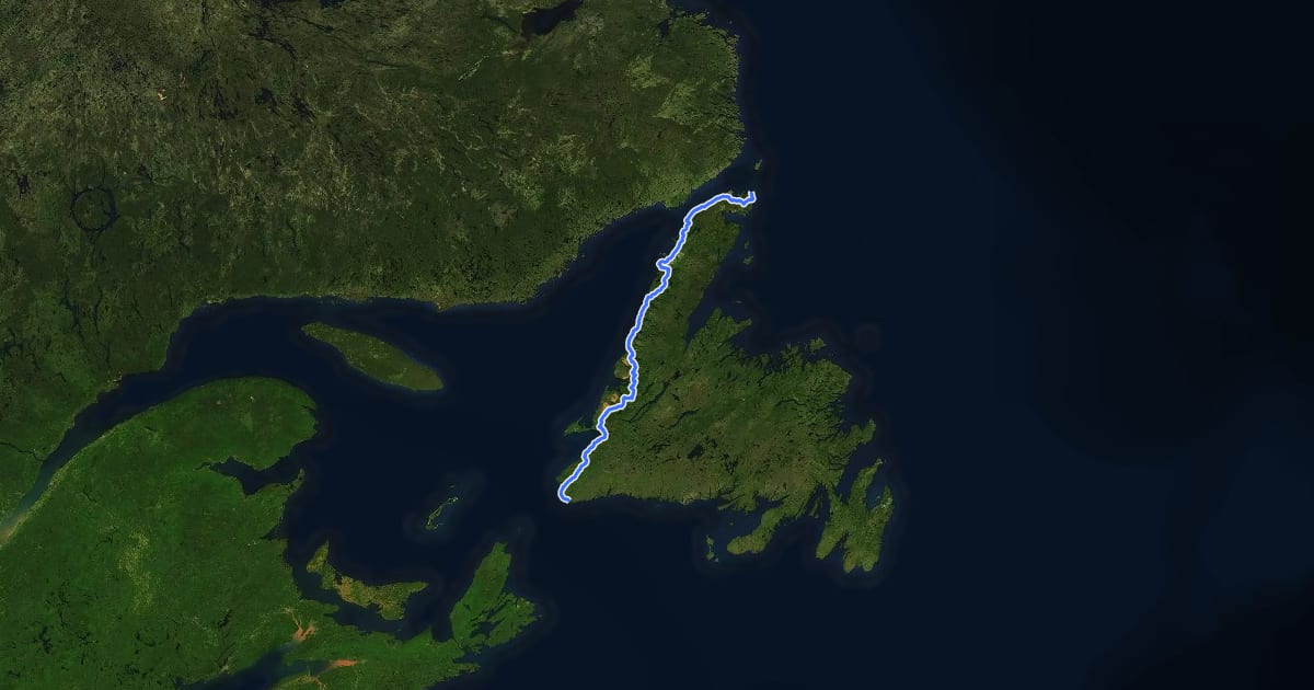 Маршрут International Appalachian Trail (Newfoundland) на спутниковом снимке