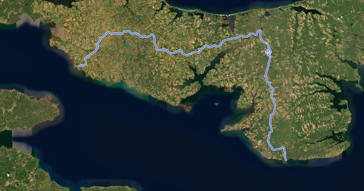 Маршрут International Appalachian Trail, PEI на спутниковом снимке