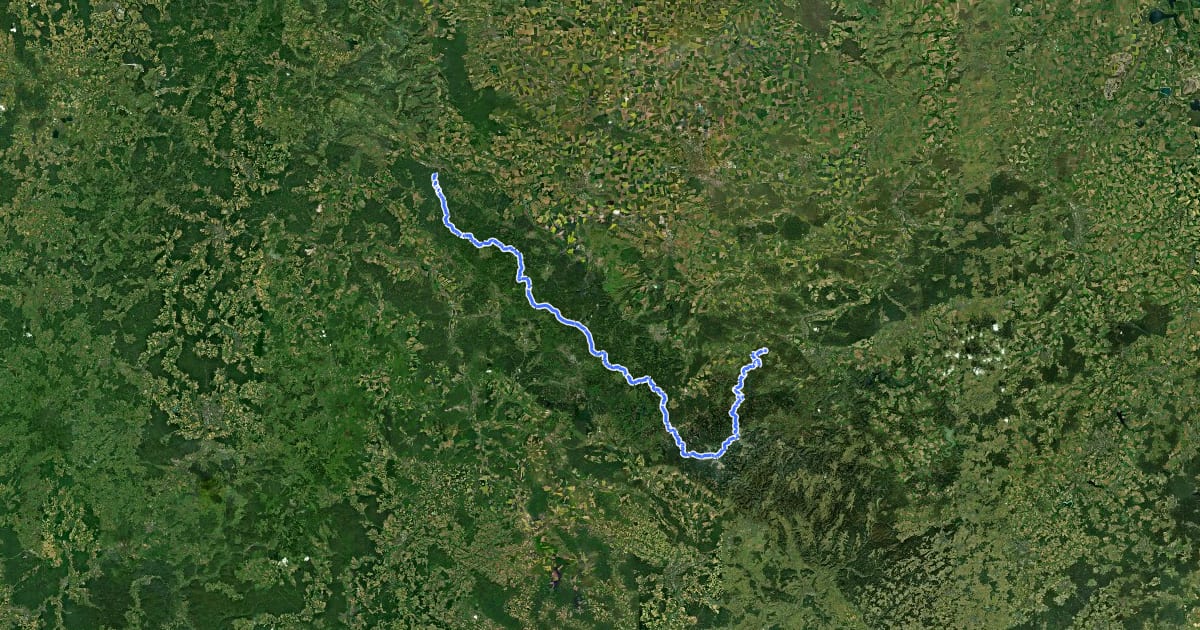 Маршрут Internationaler Bergwanderweg Eisenach–Budapest (Thüringen West) на спутниковом снимке