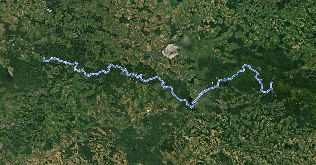 Маршрут Internationaler Bergwanderweg Eisenach–Budapest (Tschechien West) на спутниковом снимке