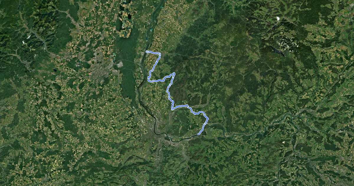 Маршрут Interregio-Wanderweg (deutscher Abschnitt) на спутниковом снимке