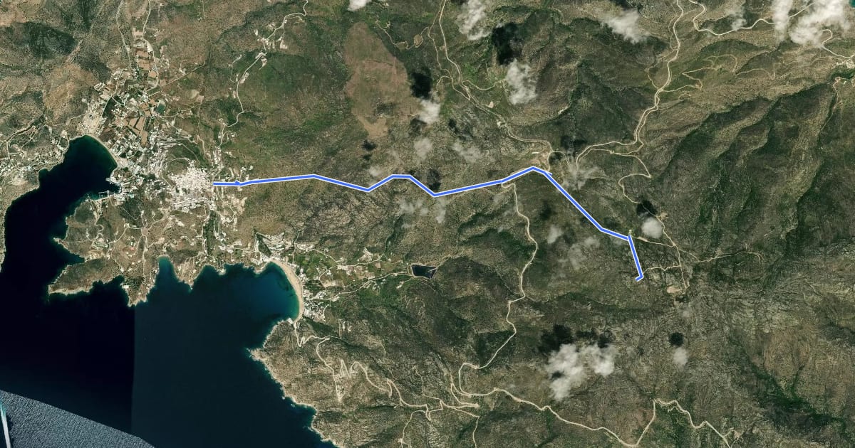 Маршрут Ios Chora Pyrgos (via Agios Ioannis Prodromos) на спутниковом снимке