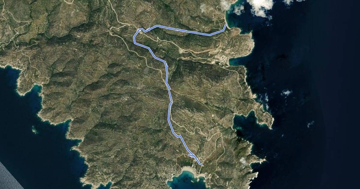 Маршрут Ios Manganari Kalamos monastery (Canon Trail) на спутниковом снимке