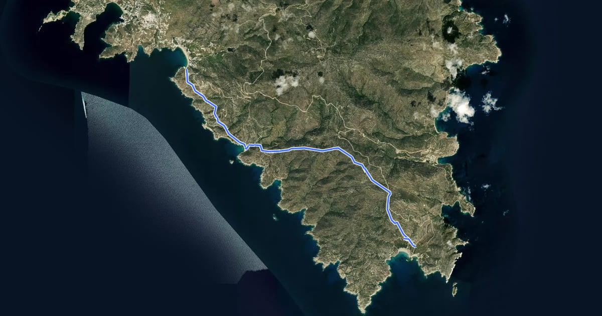 Маршрут Ios Mylopotas Manganari (Ridge Trail) на спутниковом снимке