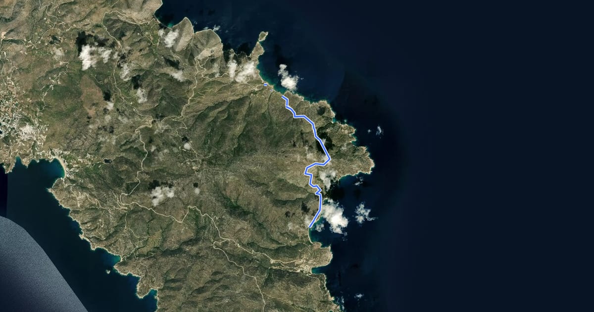 Маршрут Ios Κάλαμος Psathi (Coast Range Trail) на спутниковом снимке