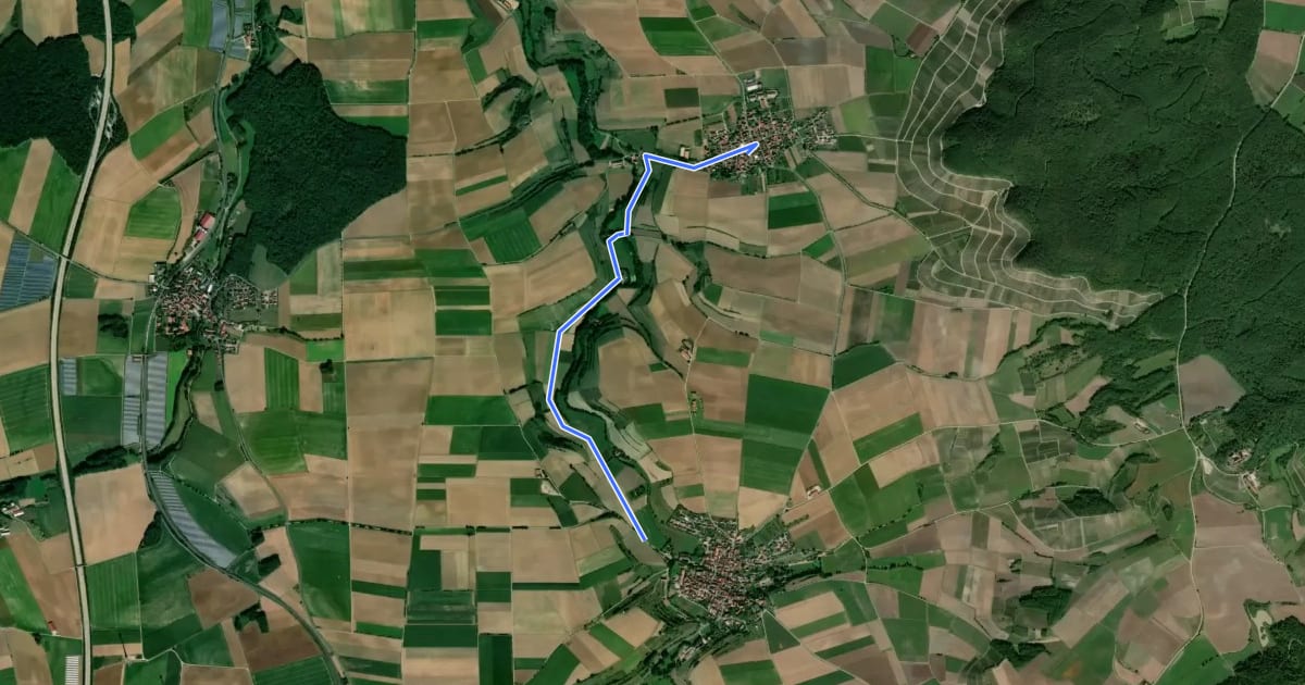 Маршрут Ippesheim - Bullenheim на спутниковом снимке