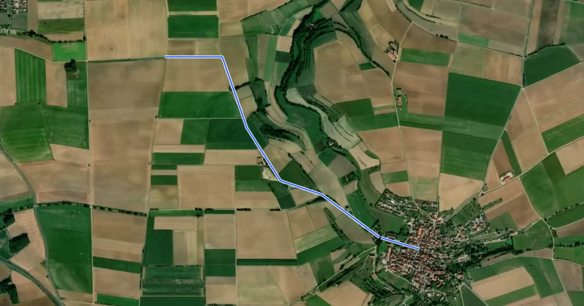 Маршрут Ippesheim - Gnötzheim на спутниковом снимке
