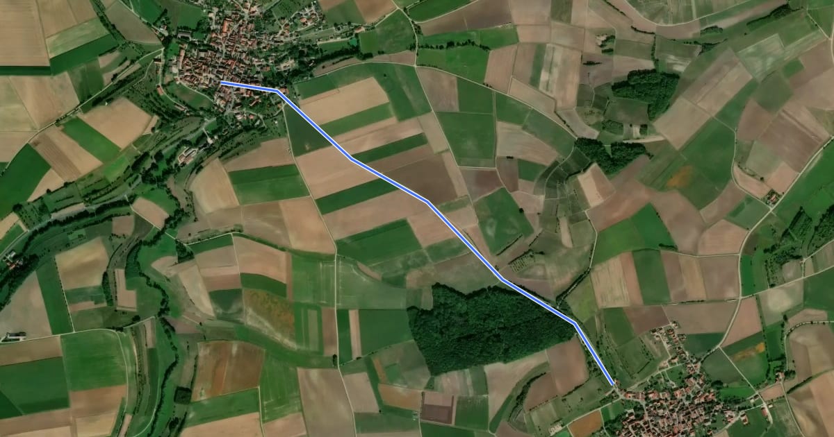 Маршрут Ippesheim - Reusch на спутниковом снимке