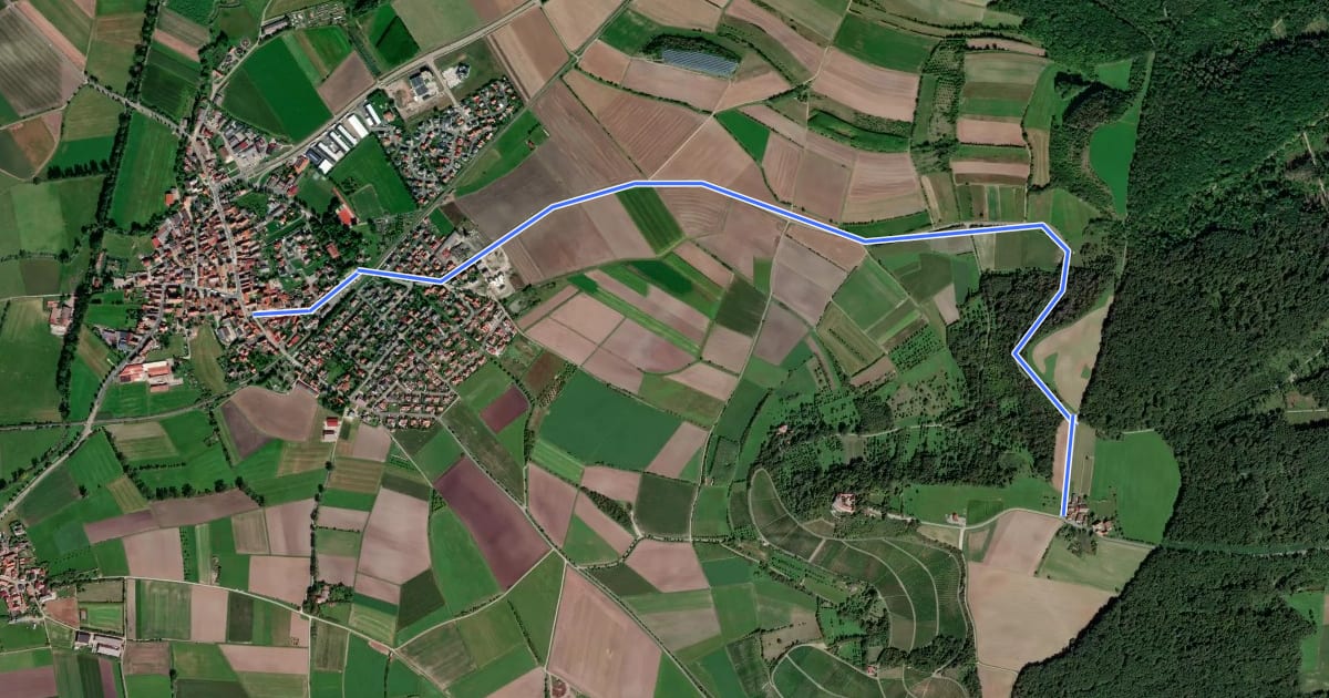 Маршрут Ipsheim - Bühlberg на спутниковом снимке