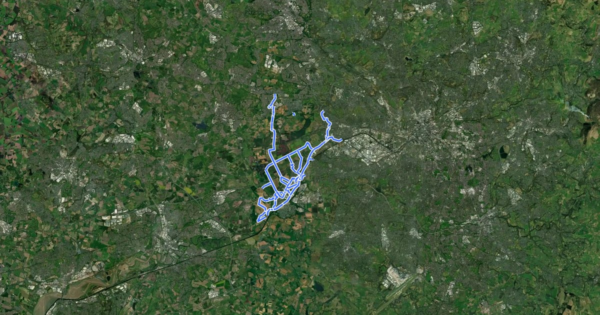 Маршрут Irlam & Cadishead Cycleway на спутниковом снимке
