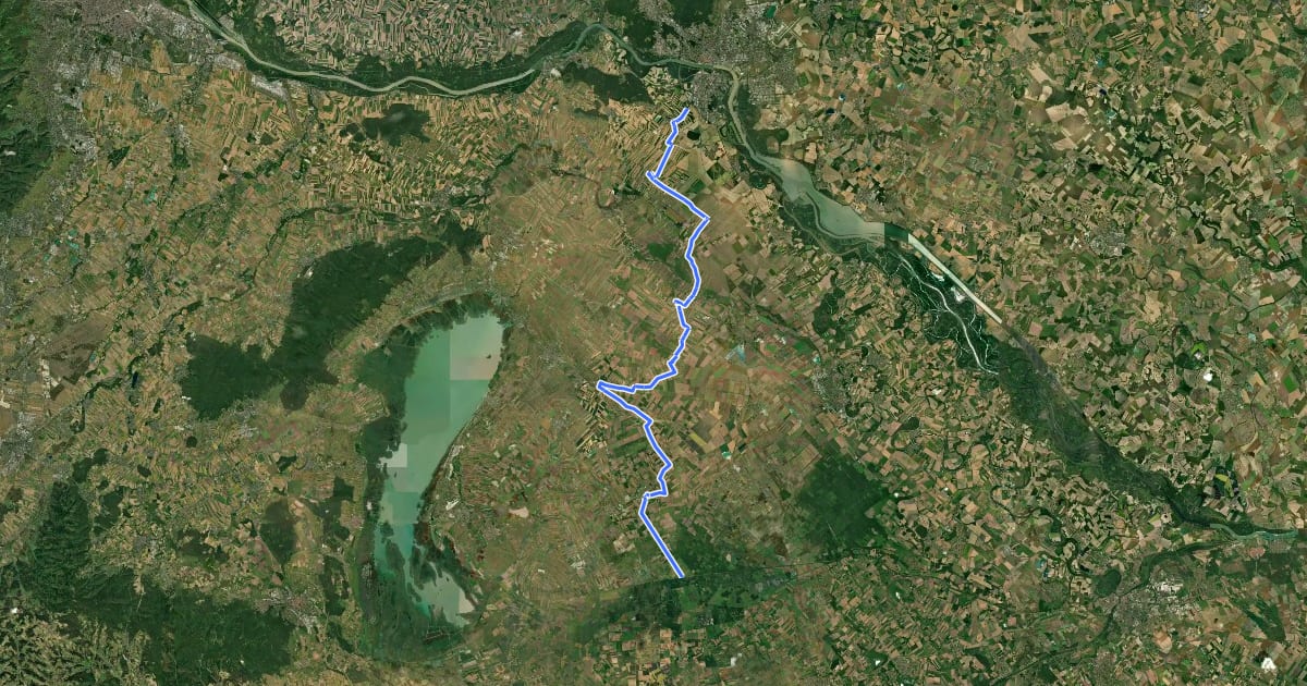 Маршрут Iron Curtain Trail [AT|HU]_1 (Kittsee - Bridge of Andau) на спутниковом снимке