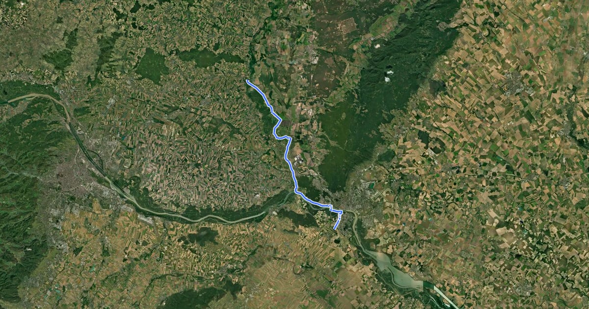 Маршрут Iron Curtain Trail - part Slovakia 2 (Záhorská Ves - Jarovce) на спутниковом снимке