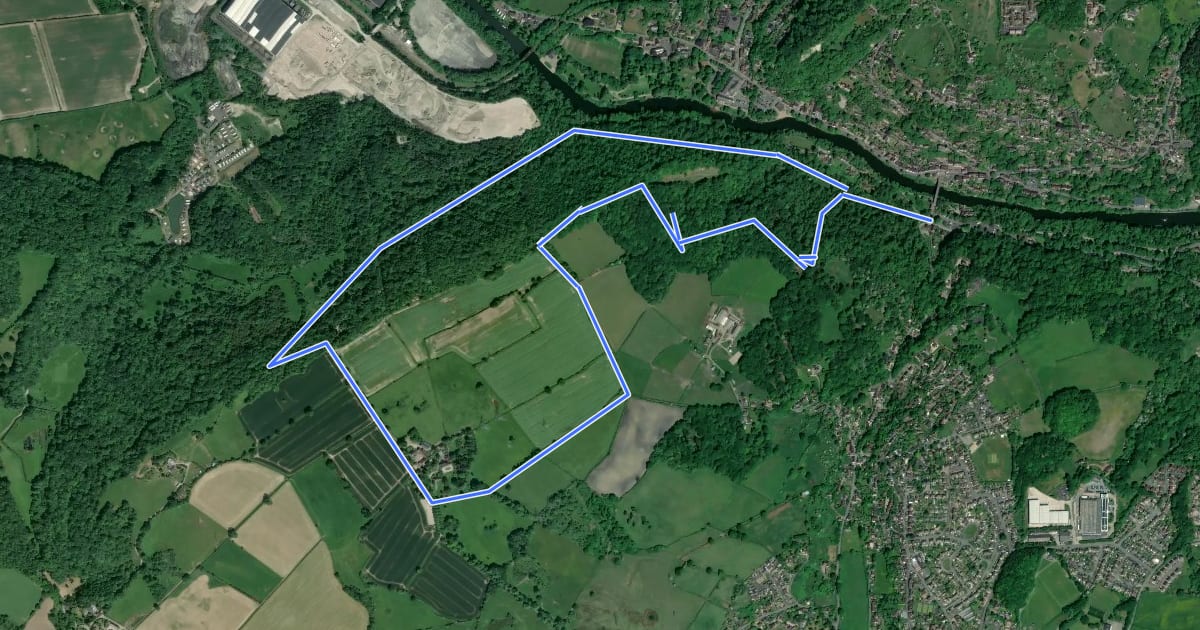 Маршрут Ironbridge Walk, Benthall Hall на спутниковом снимке