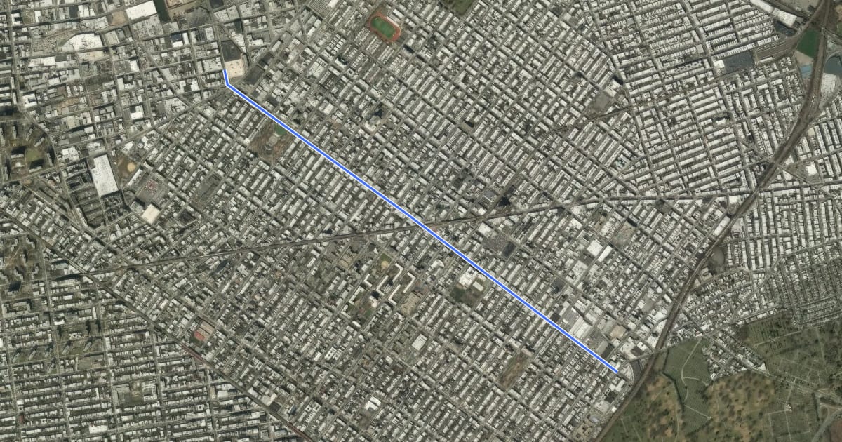 Маршрут Irving Avenue на спутниковом снимке