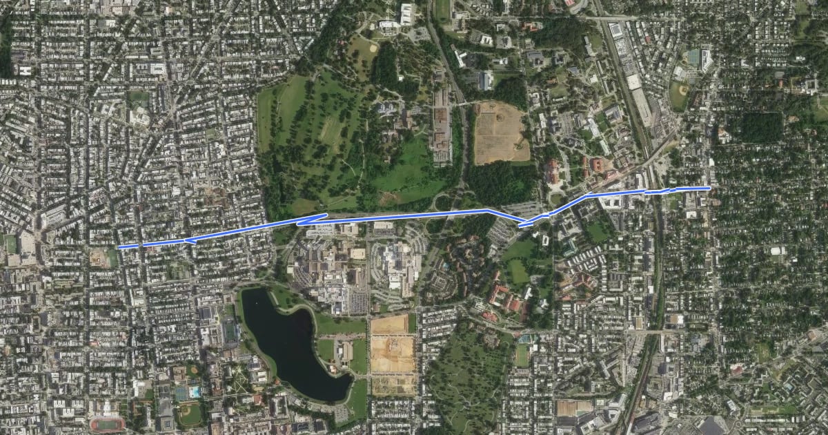 Маршрут Irving Street NW на спутниковом снимке