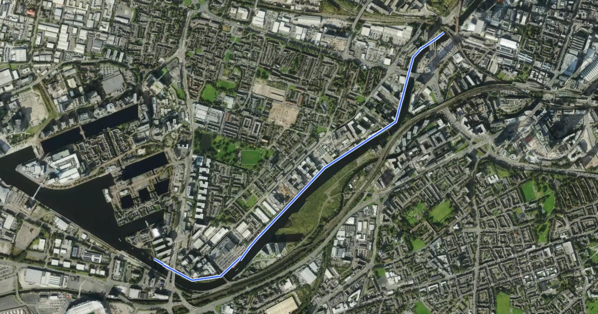 Маршрут Irwell River Park на спутниковом снимке