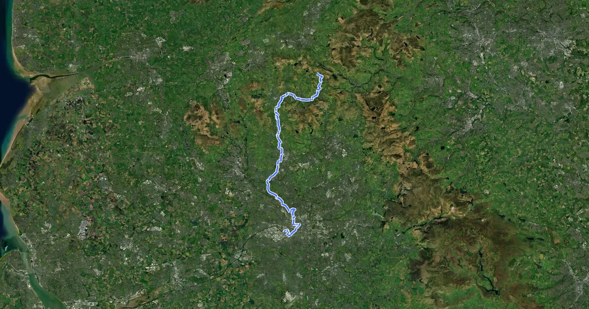 Маршрут Irwell Sculpture Trail на спутниковом снимке