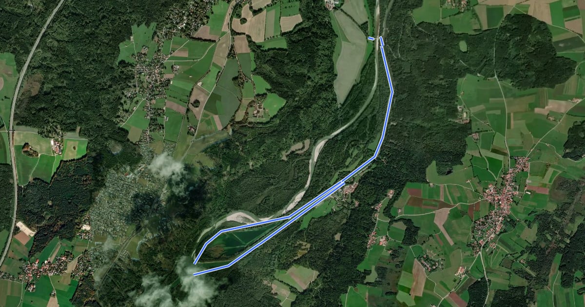 Маршрут Isar Erlebnispfad "Natur", Kloster Schäftlarn на спутниковом снимке