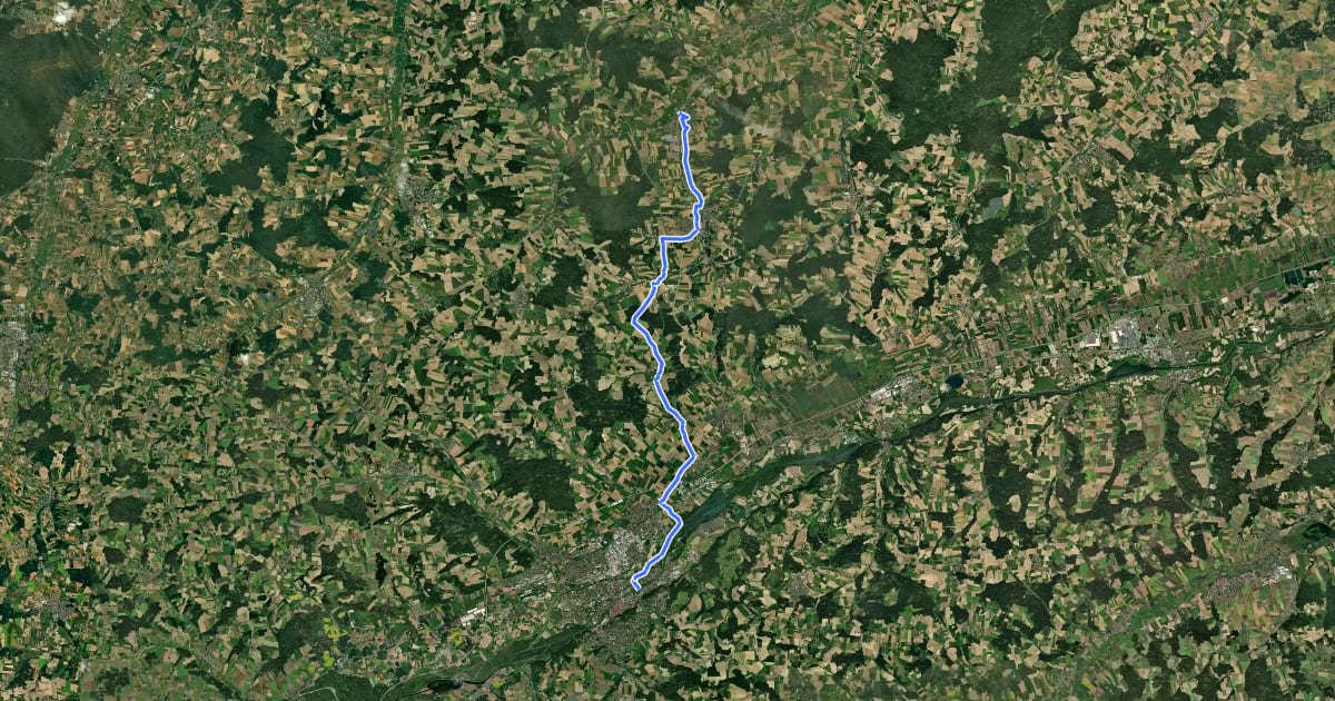 Маршрут Isar-Laaber Radweg на спутниковом снимке