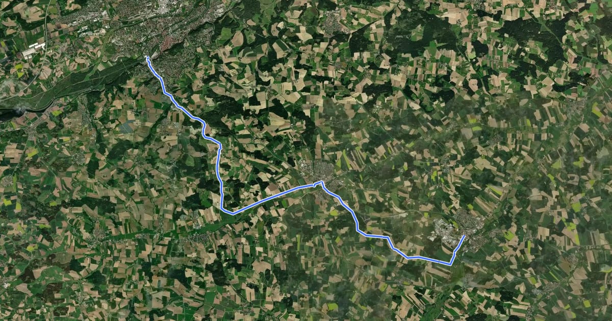 Маршрут Isar-Vils-Radweg на спутниковом снимке