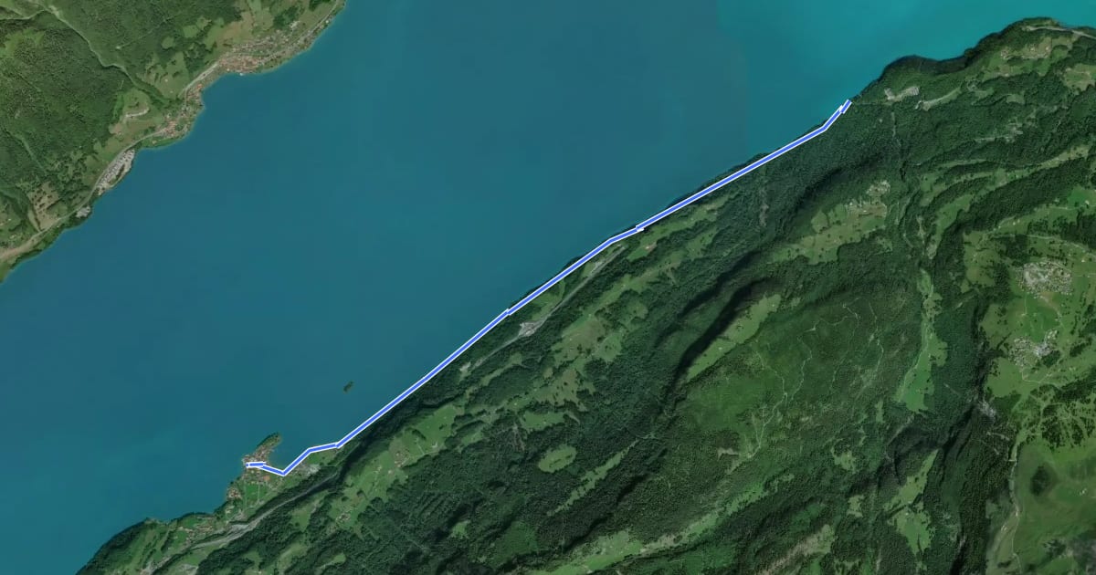 Маршрут Iseltwald - Giessbach (Uferweg) на спутниковом снимке