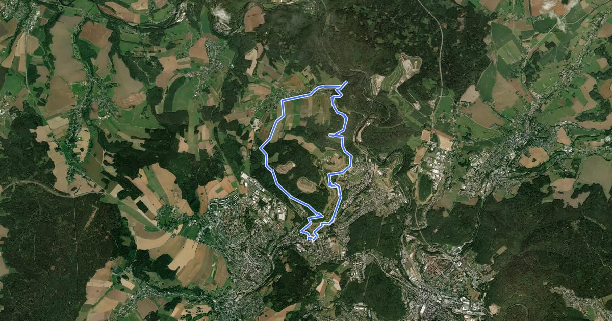 Маршрут Isenburgschleife Bad Schlema - Wildbach на спутниковом снимке