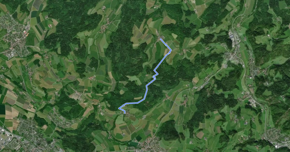 Маршрут Isikon – Hermatswil на спутниковом снимке