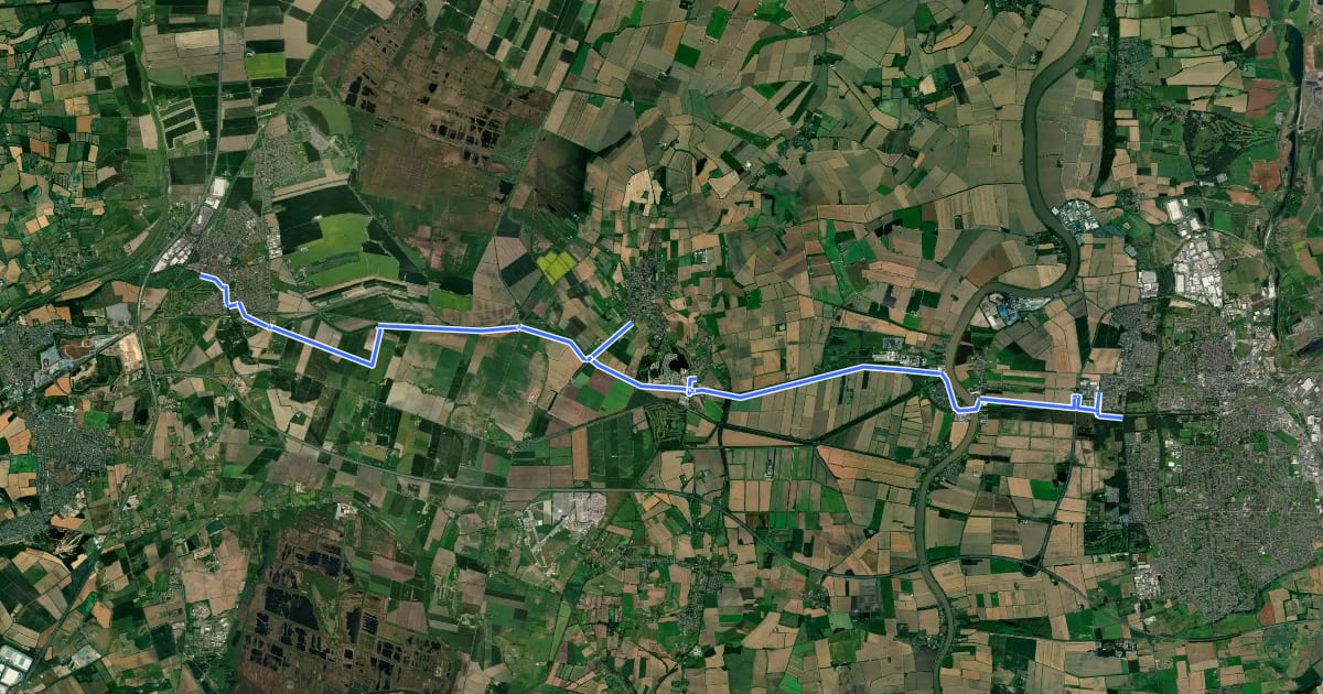 Маршрут Isle of Axholme Greenway на спутниковом снимке
