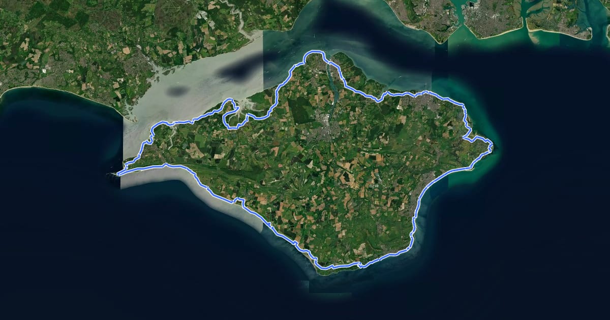 Маршрут Isle of Wight Coastal Path на спутниковом снимке