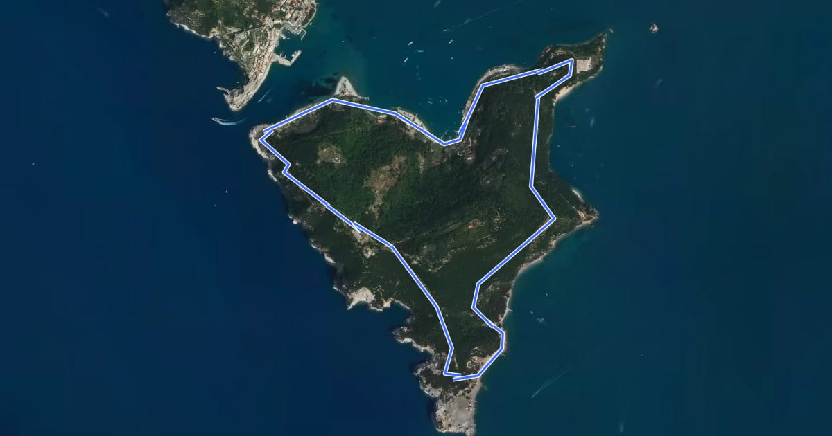 Маршрут Isola Palmaria (giro dell'isola) на спутниковом снимке