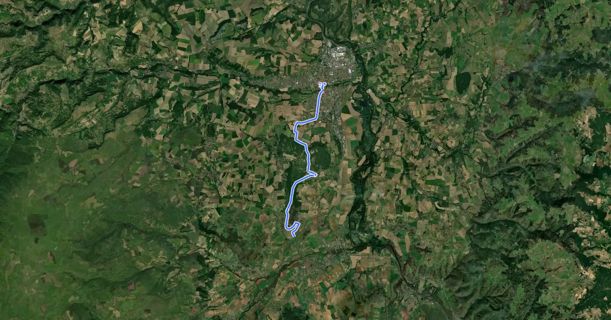 Маршрут Issoire - Saint-Germain-Lembron на спутниковом снимке