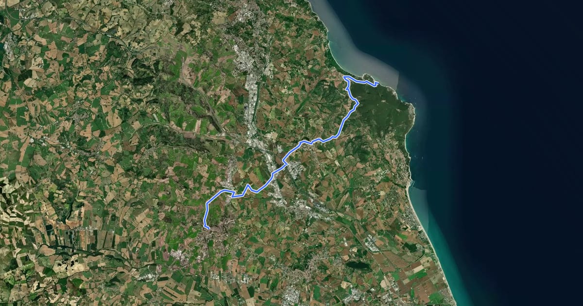 Маршрут Italia Coast to Coast-Tappa 1 на спутниковом снимке