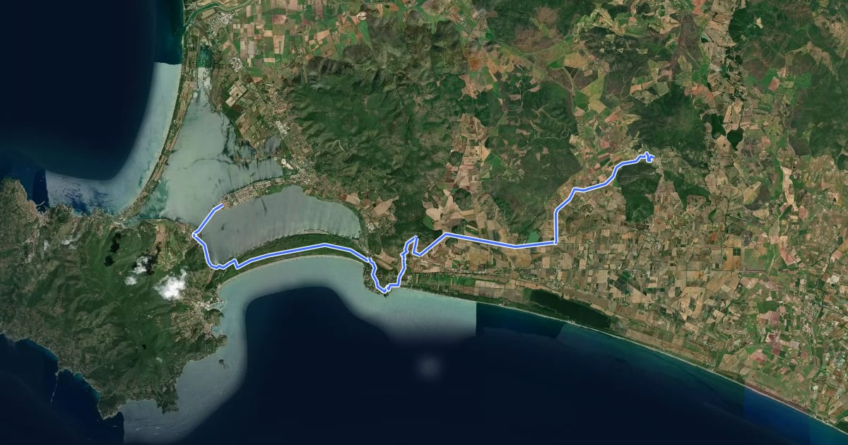Маршрут Italia Coast to Coast tappa 18 на спутниковом снимке