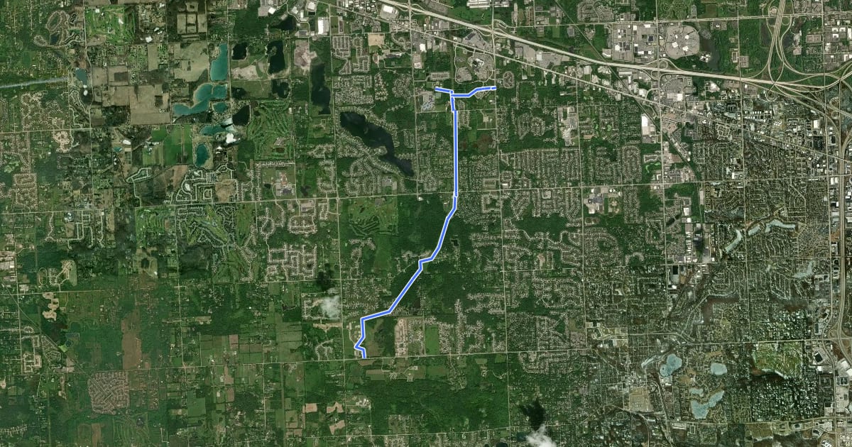 Маршрут ITC Corridor Regional Trail на спутниковом снимке