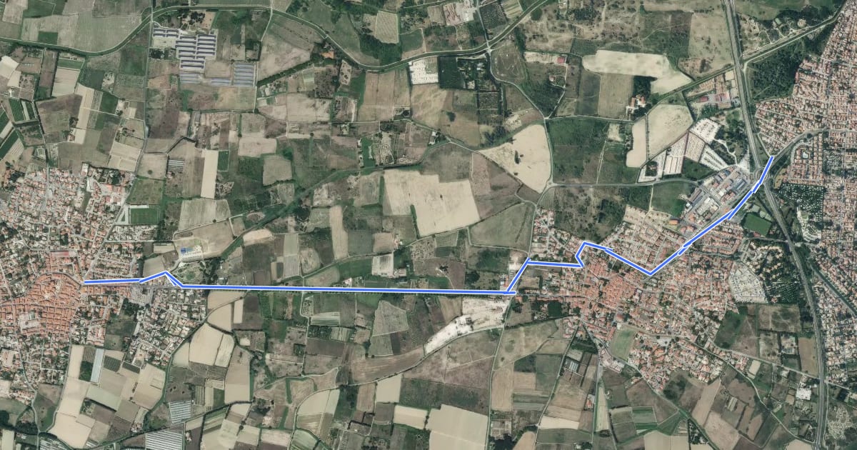 Маршрут Itinéraire cyclable de Perpignan à Villelongue de la Salanque на спутниковом снимке
