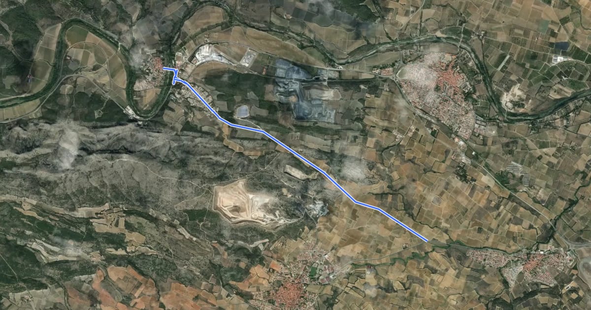 Маршрут Itinéraire cyclable Peyrestortes-Cases de Pène на спутниковом снимке