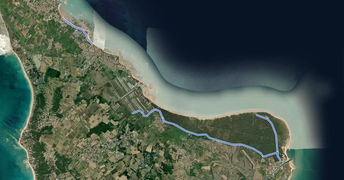 Маршрут itinéraire nord-est Oléron на спутниковом снимке