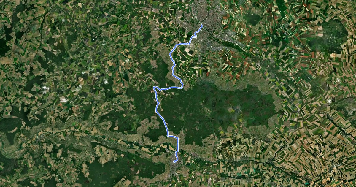 Маршрут Itinéraire vélo départemental du parc de la Montagne de Reims на спутниковом снимке
