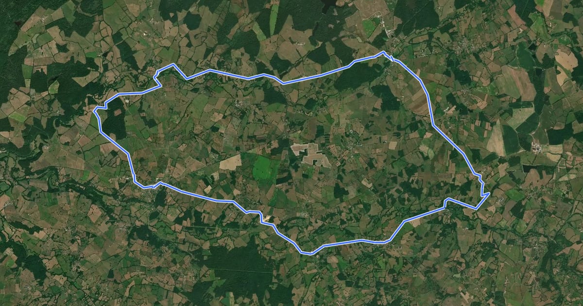 Маршрут Itinéraire vélo n°10 - Le bocage de la vallée de l'Abloux на спутниковом снимке