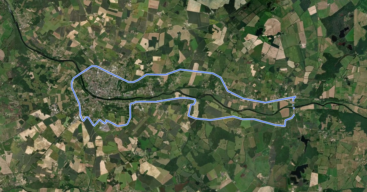Маршрут Itinéraire vélo n°8 - La Creuse, entre viaduc et prieuré на спутниковом снимке