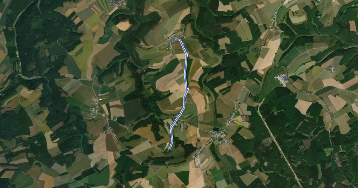 Маршрут Itinéraire vélo Rindschleiden <-> Kuborn на спутниковом снимке