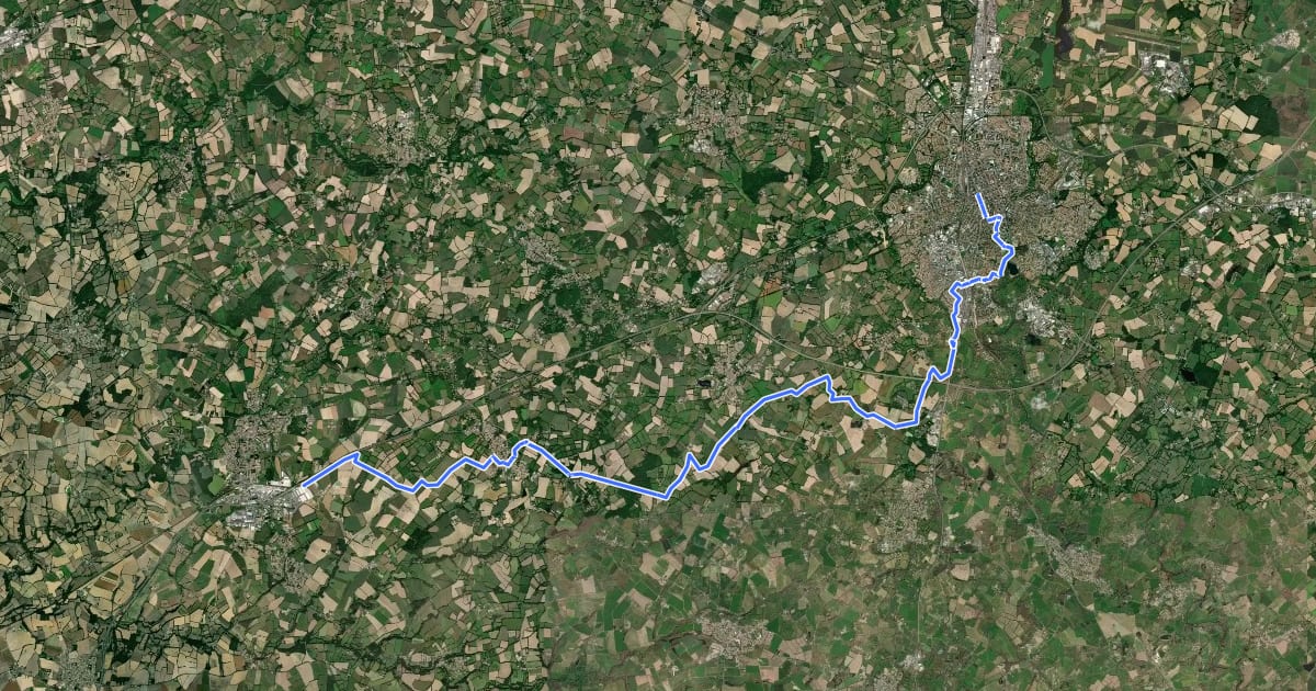 Маршрут Itinéraire Vendée Vélo La Roche sur Yon - Les Sables d’Olonne на спутниковом снимке