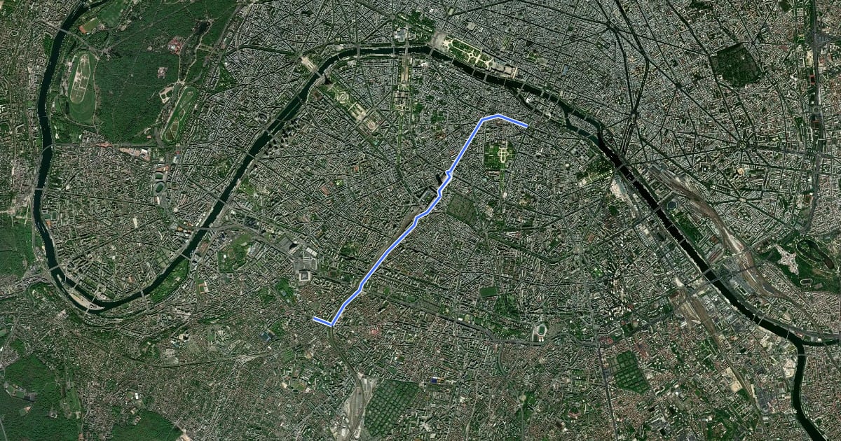 Маршрут Itinéraires Vélo 7 (Vanves - Saint Michel) на спутниковом снимке