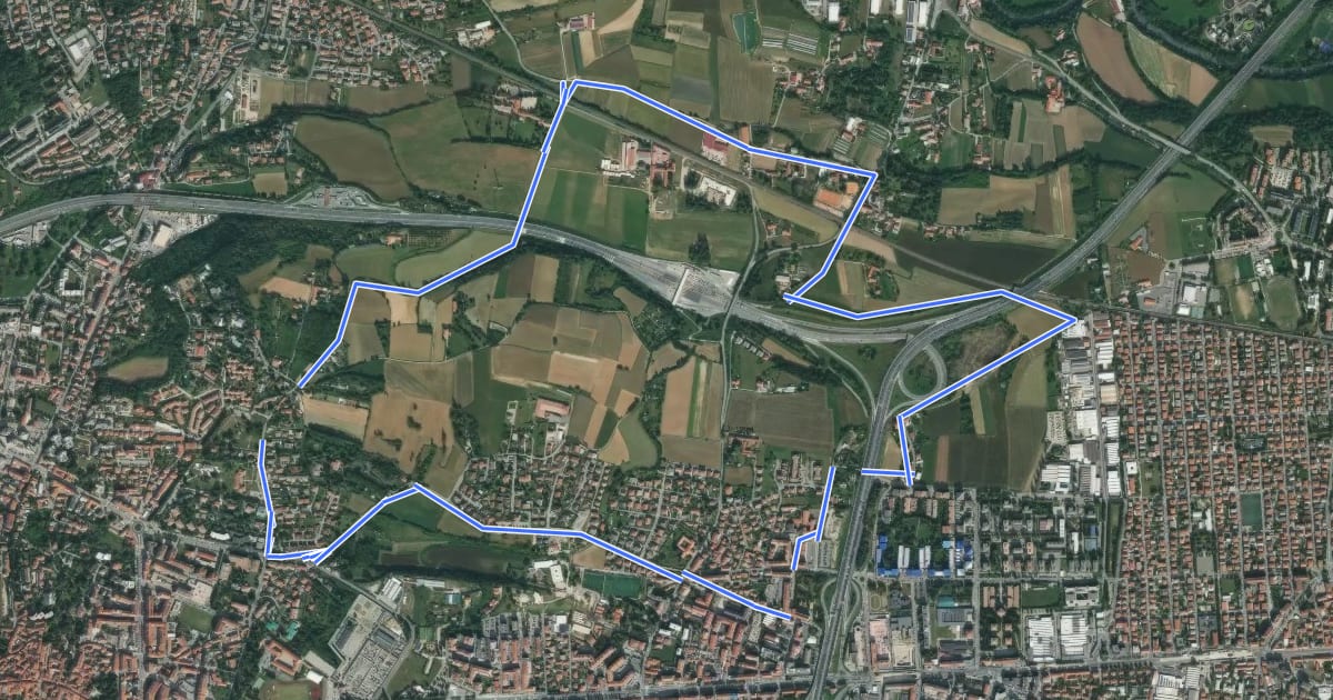 Маршрут Itinerari Ciclo pedonali Rivoli - Itinerario 5 на спутниковом снимке